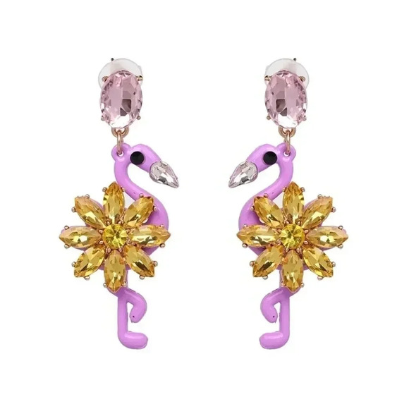 NEW! Dainty “Fla-Mingle” Crystal Drop Earrings 🦩 - Picture 1 of 5